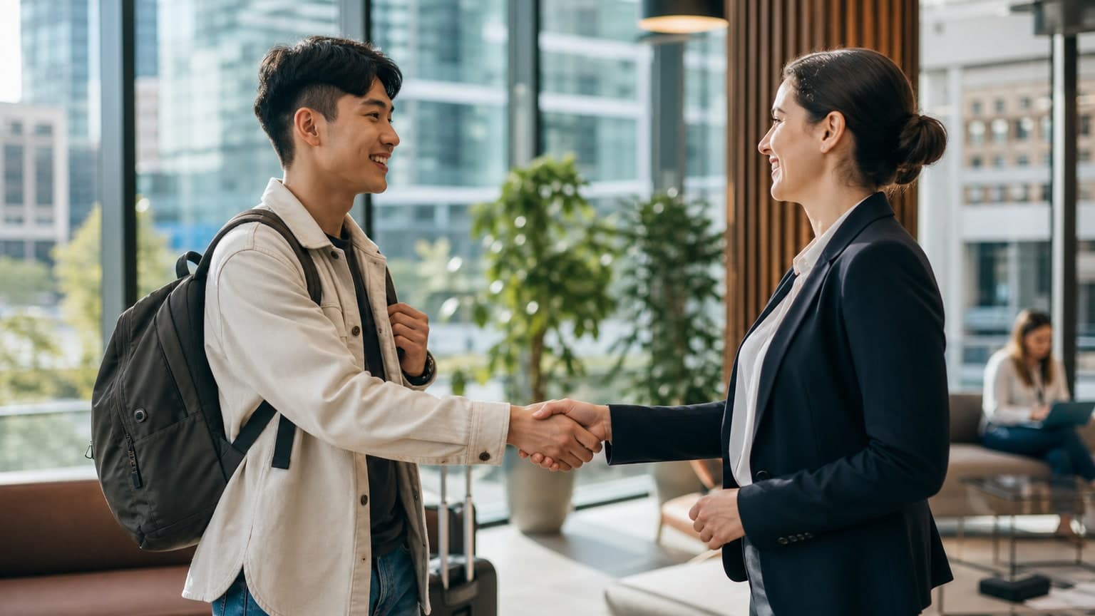 Young international worker arriving in Canada